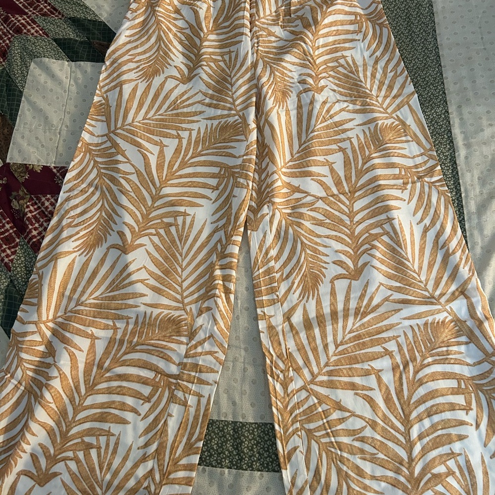 LexBreezy Hawaii Tropical Leaf Print Pants